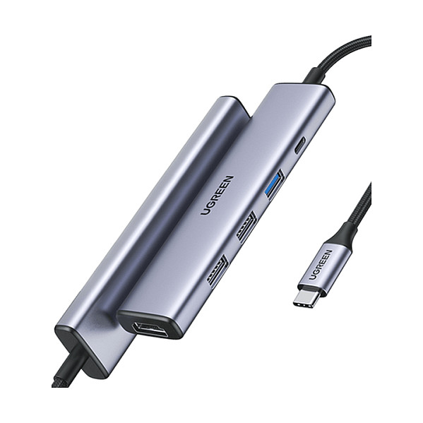 Hub UGREEN 15495 / 5-in-1 / USB-C / 100W PD / HDMI / 3x USB-A / 4K@30Hz / 5Gbps - Gri