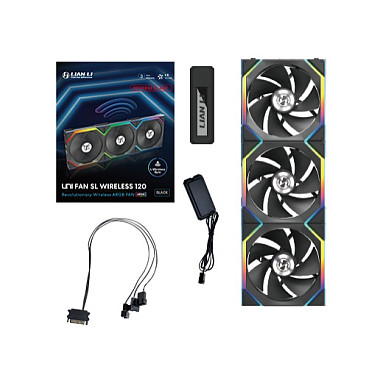 Ftohës për Kasë Lian Li UNI FAN SL Wireless / 120mm / 200-2000 RPM / ARGB / PWM / Reverse Blade / 3-Pack