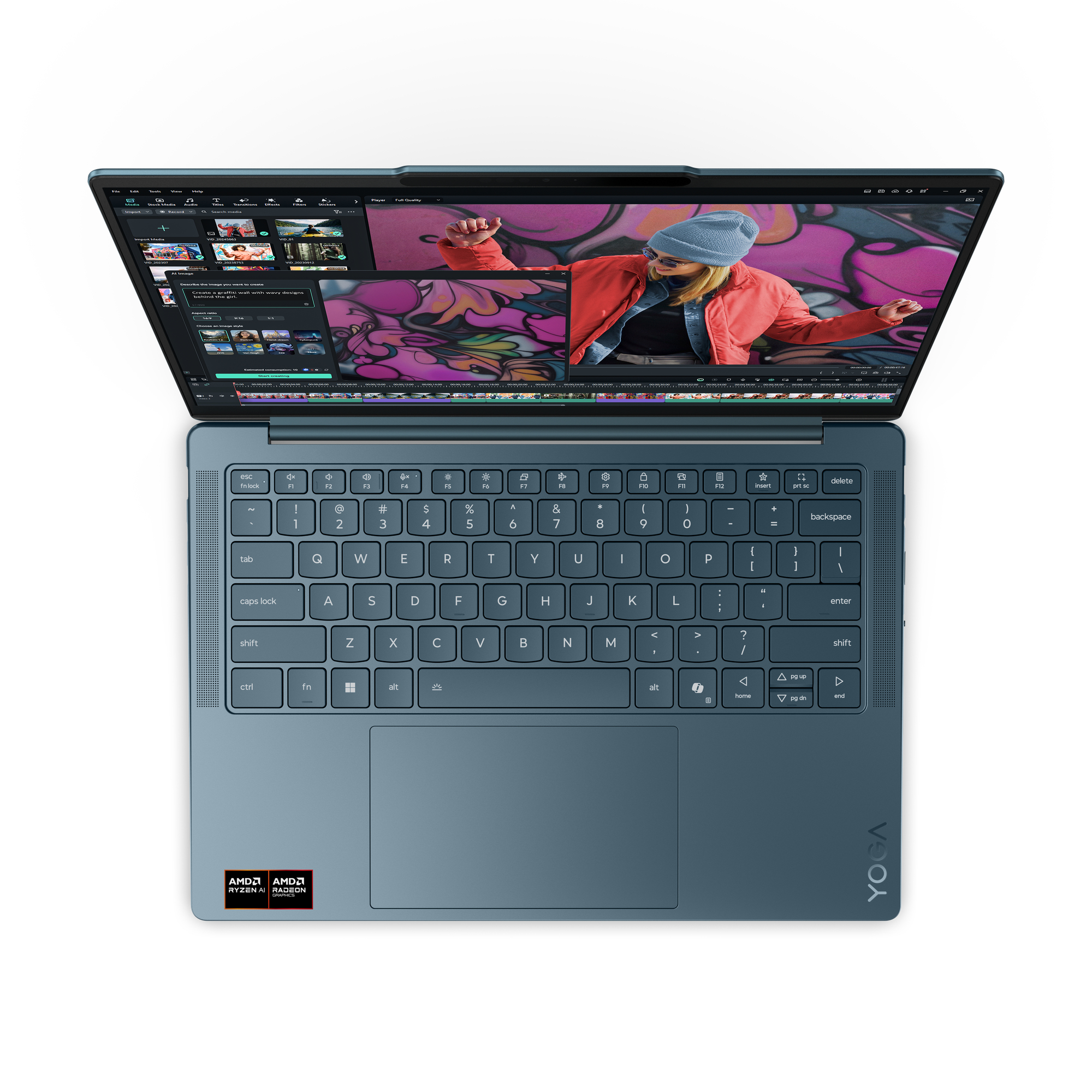 Laptop Lenovo Yoga Slim 7 14AKP10 / AMD Ryzen AI 7 345 / 32GB LPDDR5X / 1TB / 14" WUXGA OLED 60Hz / Radeon 840M - Teal 4