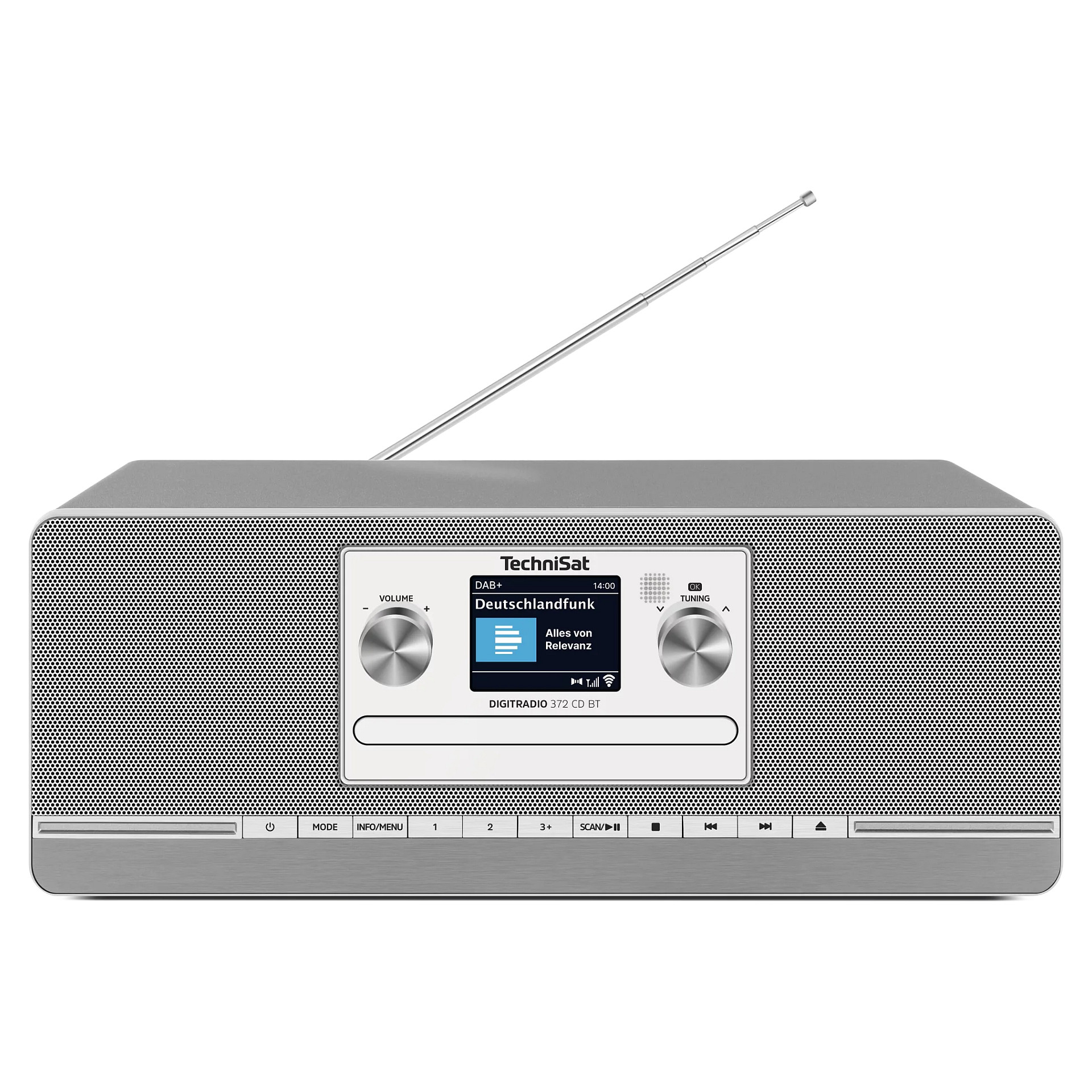 Radio digjitale TechniSat DIGITRADIO 372 CD BT, DAB+, FM, CD dhe MP3, Bluetooth 5.0, USB, ekran TFT me ngjyra 2.4", 2 × 5 W RMS - Antracit, Argjend 2
