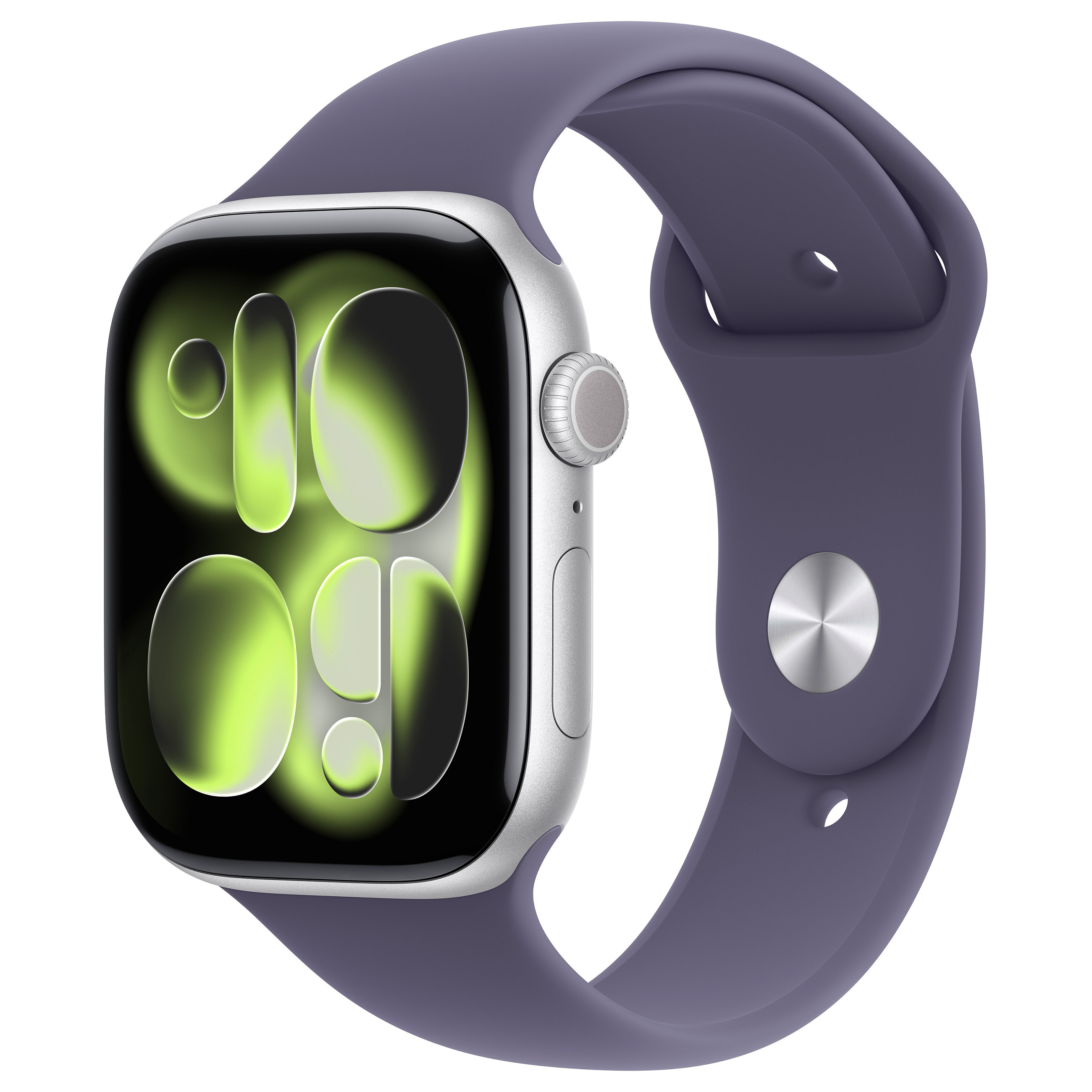 Apple Watch Series 11, 46mm, GPS + Cellular, Silver Aluminium, Purple Fog Sport Band - M/L