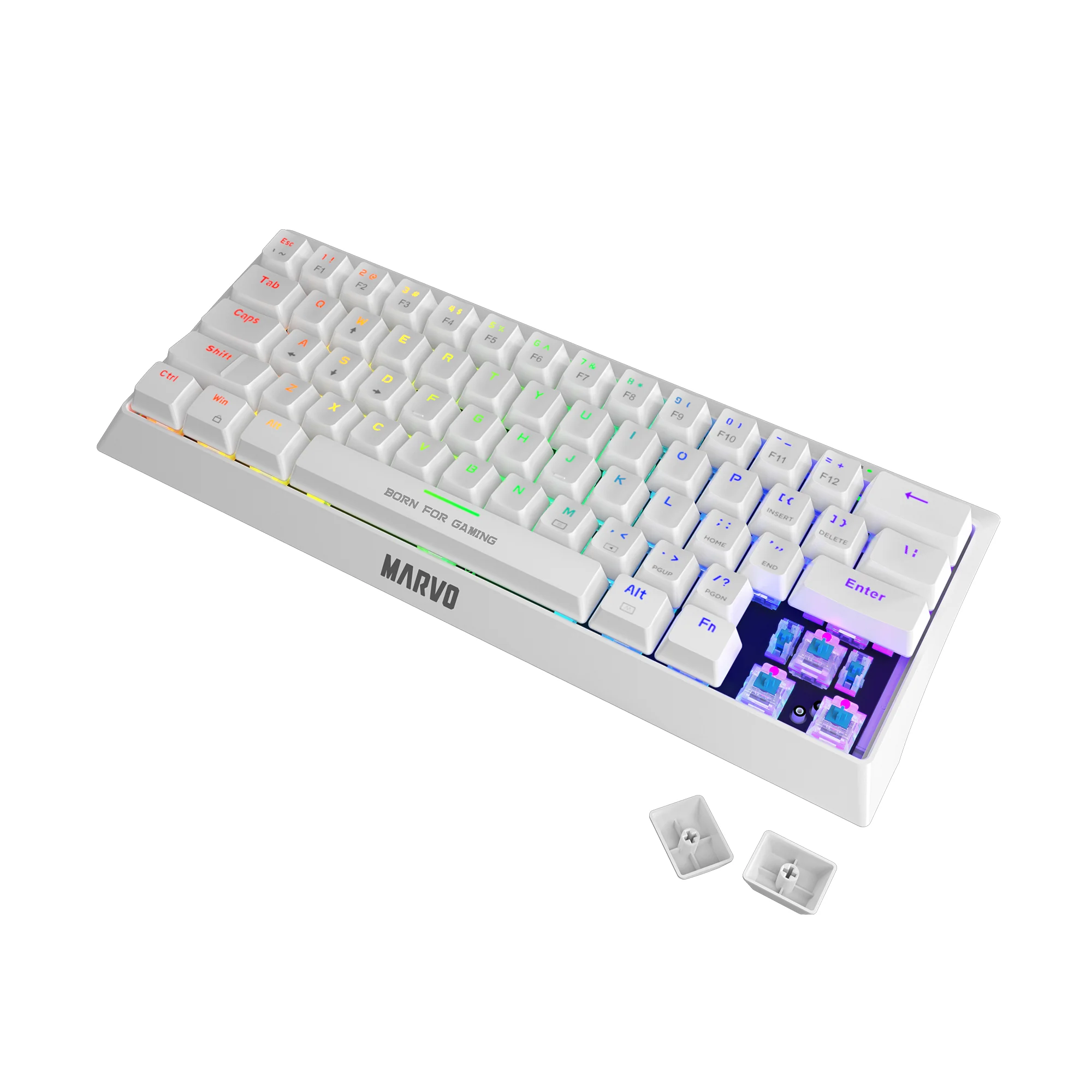 Tastierë Gaming MARVO KG962G WH / Mechanical / 61 Keys / USB-C - Bardhë 5