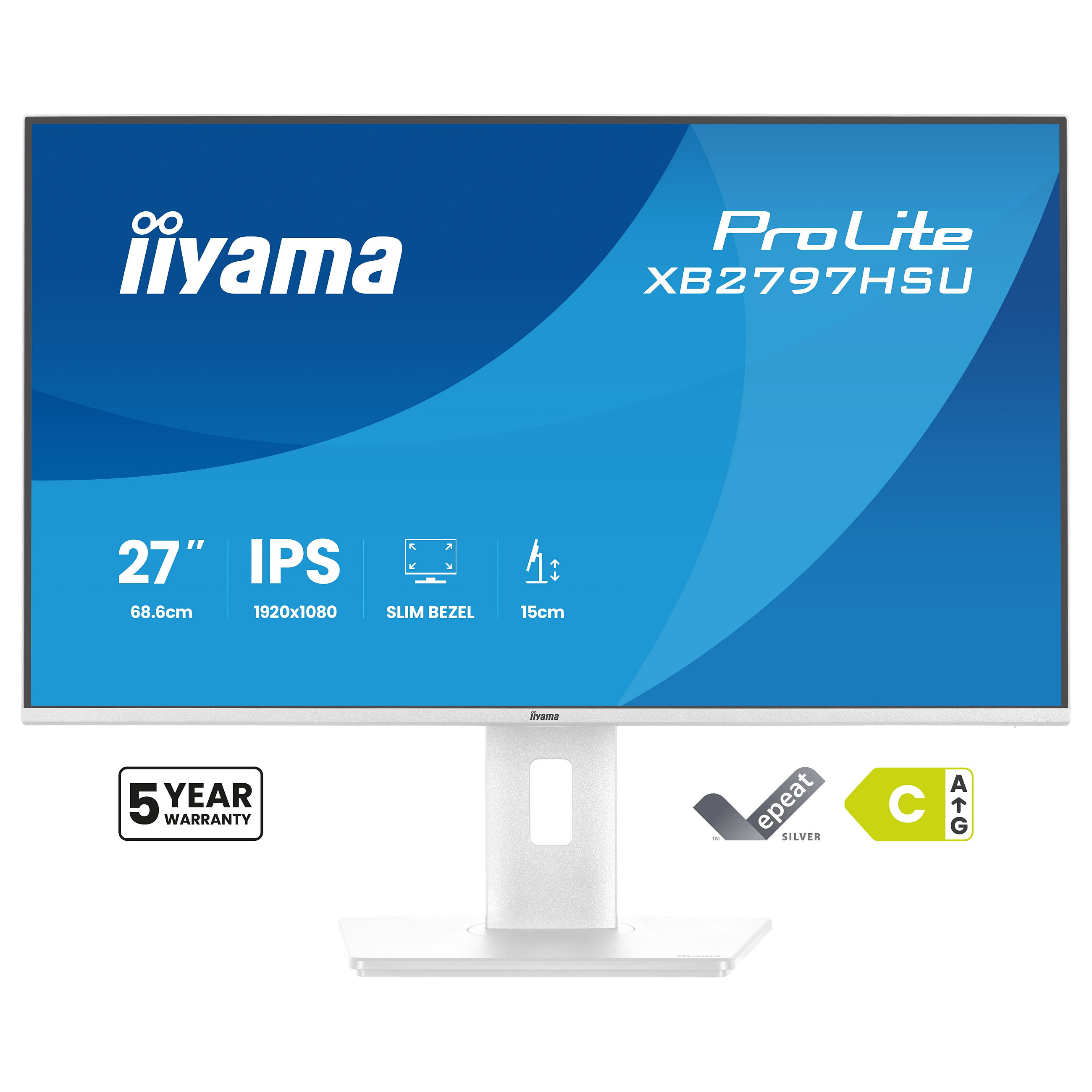 Monitor IIYAMA XB2797HSU-W1 / 27"/ Full HD IPS / LED / 120Hz / 1ms / HDMI+USB+DP - Bardhë thumbnail 2