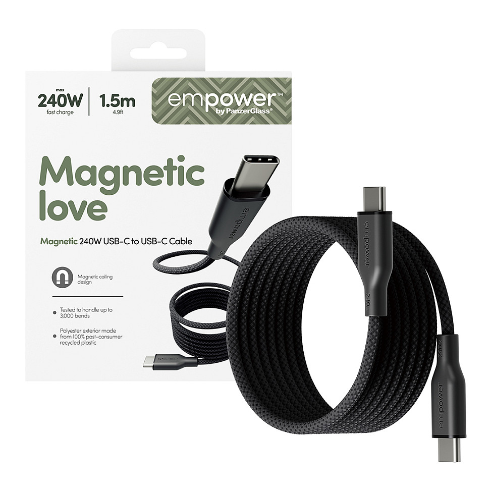 Kabllo empower by PanzerGlass Magnetic, EM68208, USB-C në USB-C, USB 2.0, 240W, 1.5 m - Zezë 5