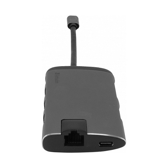 Hub USB Verbatim 49142 / USB-C / 3x USB-A / HDMI 4K / RJ45 Gigabit / SD + MicroSD / USB-C PD / 0.15 m - Zezë/Argjend 7
