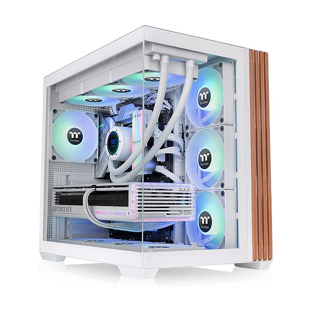 Kasë PC Thermaltake View 380 WS ARGB / Midi Tower / ATX / 4x 120mm ARGB Fan / Tempered Glass - Bardhë