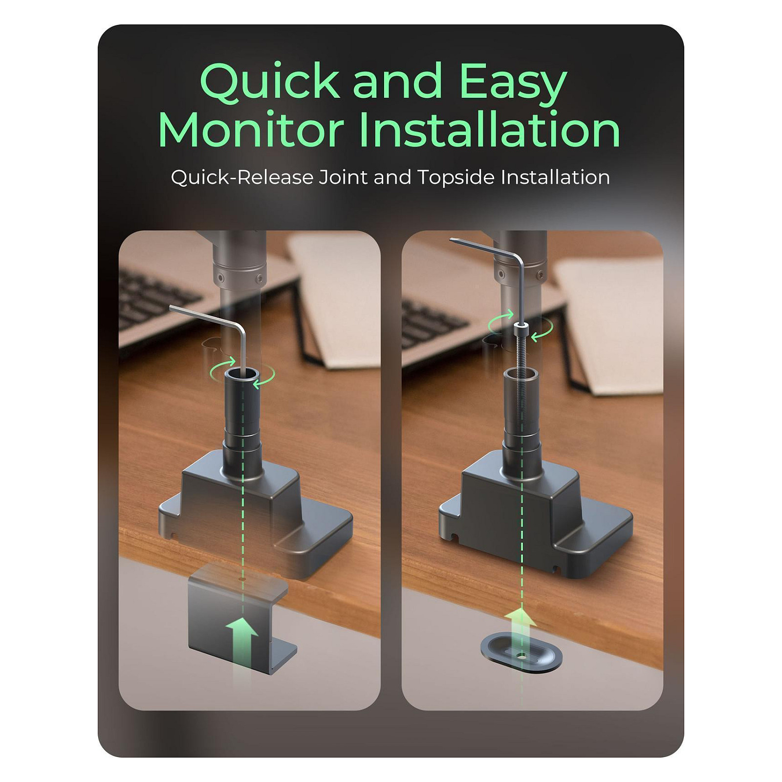 Mbajtëse për Monitor ICY BOX IB-MS702-T / 2 Monitorë / 13–27" / deri 7kg për Monitor / VESA 75x75 & 100x100 / Gas Spring / Rotacion 360° - Zezë 6