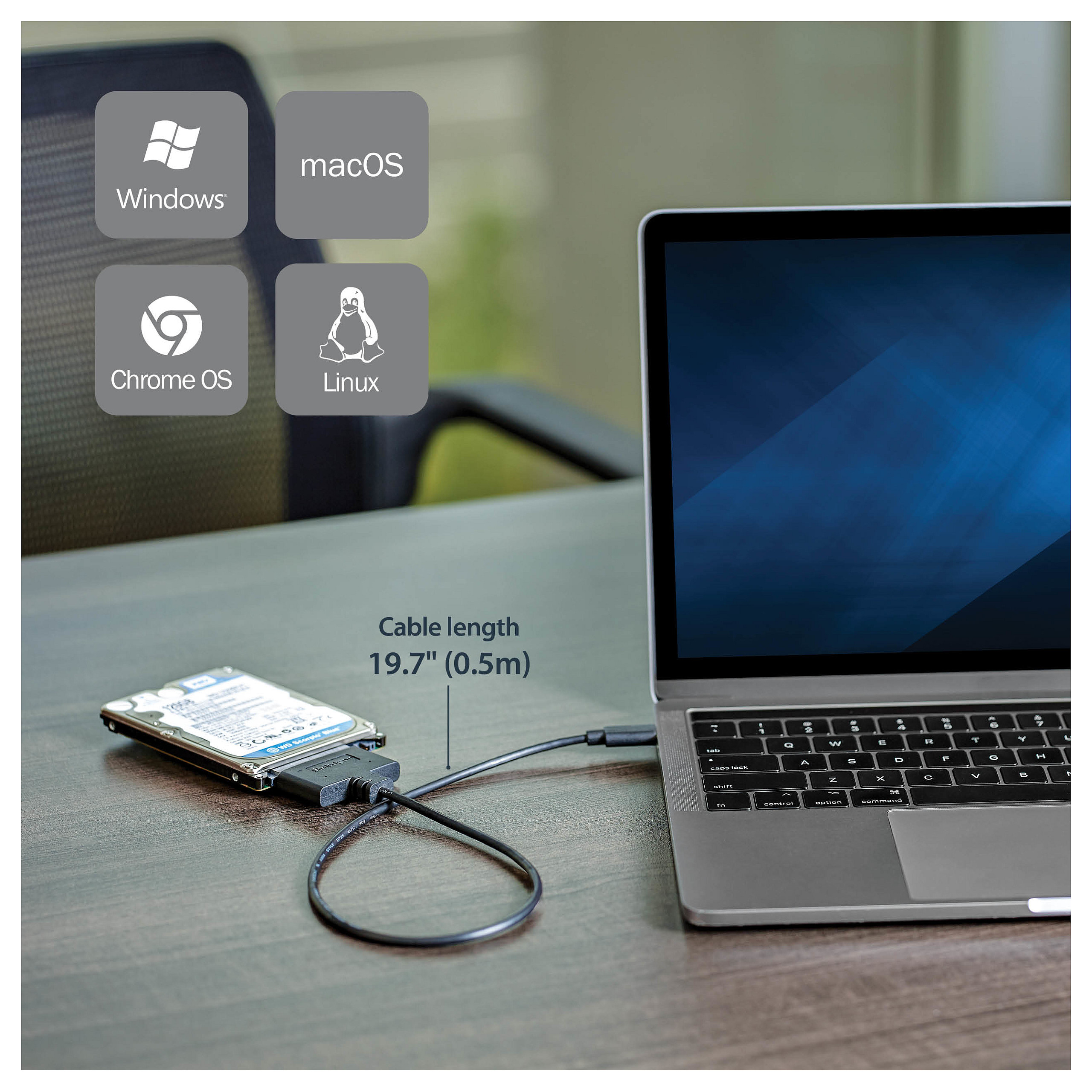 Adapter StarTech.com USB31CSAT3CB, USB 3.2 Gen 2, USB-C në SATA, për SSD/HDD 2,5", 10Gbps, 0,5m - Zezë 7