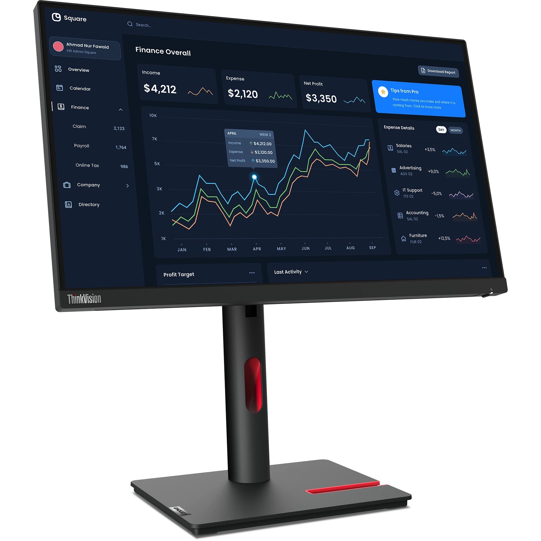 Lenovo ThinkVision T22i-30 - LED monitor - Full HD (1080p) - 21.5" 2