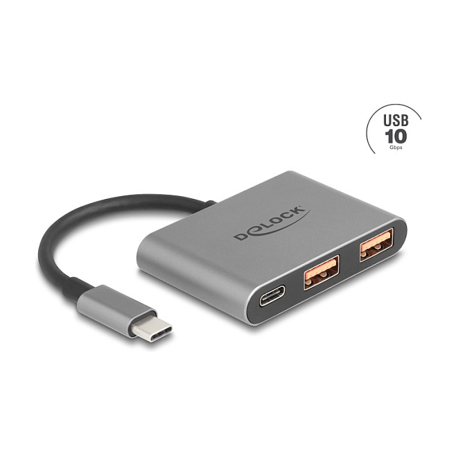 Hub USB DeLOCK 64337 / 3 Porta / 1× USB-C + 2× USB-A / 10 Gbps / 0.1 m - Gri 2