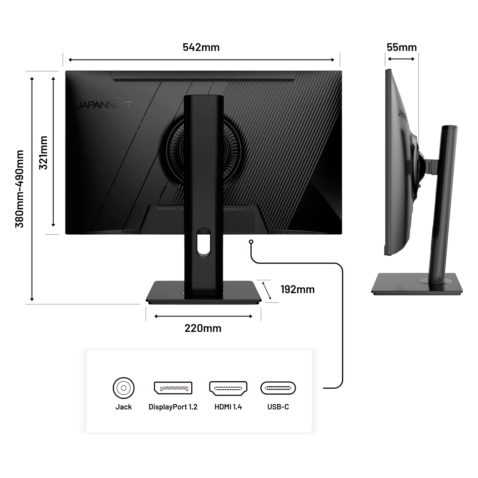 Monitor JapanNext JN-IPS238FHDR-C65W-HSP / 23,8"/ Full HD IPS LED / 75Hz / 14ms / HDMI+DP - Zezë thumbnail 4