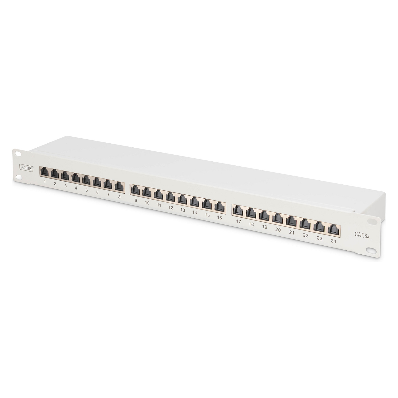 Aksesorë për rrjet DIGITUS / Patch Panel / 1U / 24-Port / Cat6a Shielded - Gri e hapur