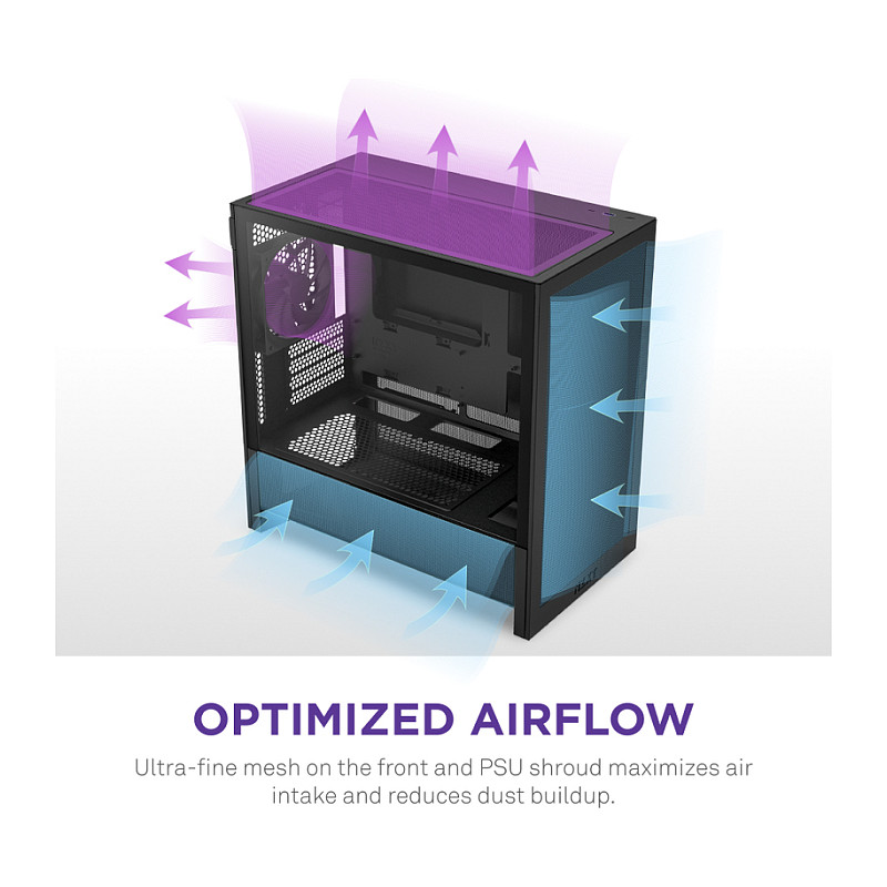 Kasë NZXT H3 Flow CC-H31FB-01 -Zezë thumbnail 6