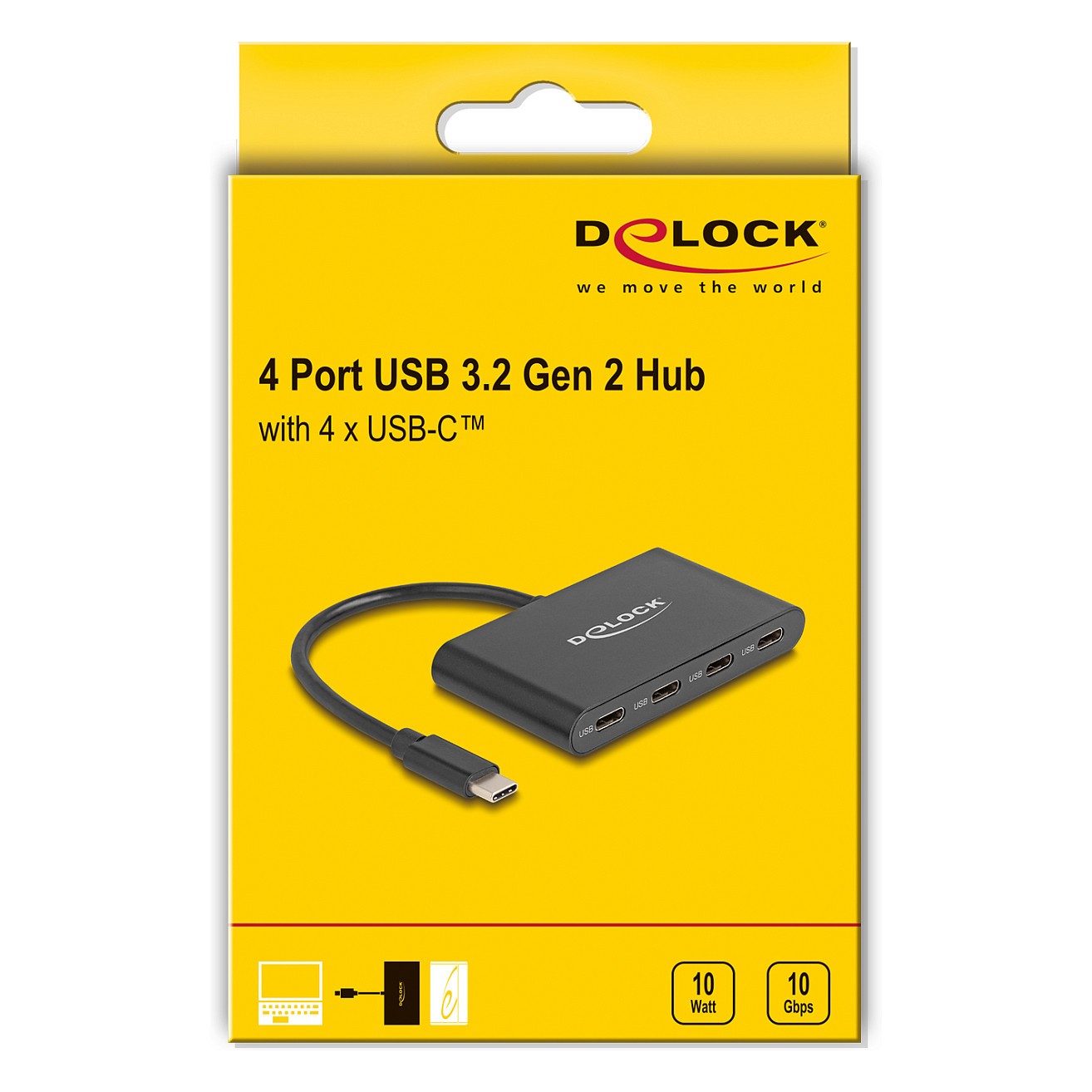 Hub USB DeLOCK 64129 / USB 3.2 Gen 2 / 1x USB-C + 4x USB-C / 10 Gbit/s / 0.15 m - Zezë 3