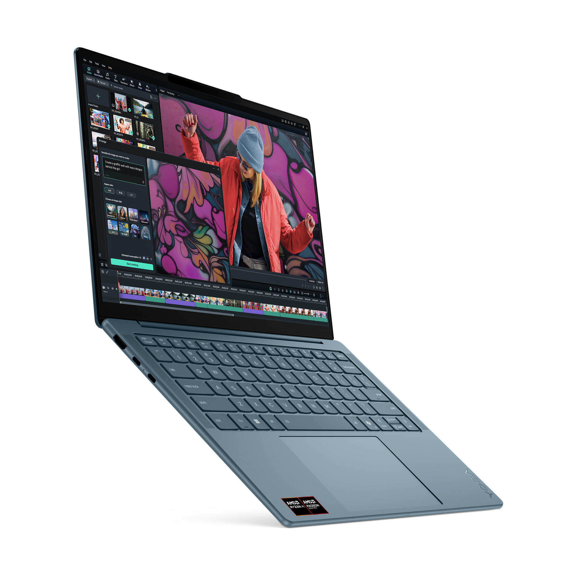 Laptop Lenovo Yoga Slim 7 14AKP10 / AMD Ryzen AI 7 345 / 32GB LPDDR5X / 1TB / 14" WUXGA OLED 60Hz / Radeon 840M - Teal 2