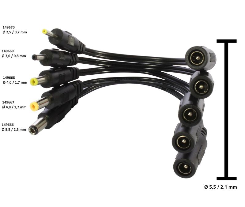 Adapter DC Synergy21, 5.5/2.1mm në 5.5/2.5mm, 95mm