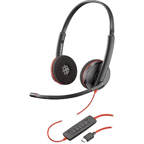 Kufje me kabllo Poly Blackwire C3220 / USB-C / Stereo / 20-20000Hz / Mikrofon Noise-Cancelling - Zezë/Kuqe