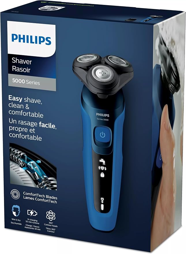 Makinë e rrojës elektrike Philips Series 5000 S5466/17 / ComfortTech Blades / Super Lift & Cut / 90.000 Prerje/min / 50 min – Blu/Zezë 2
