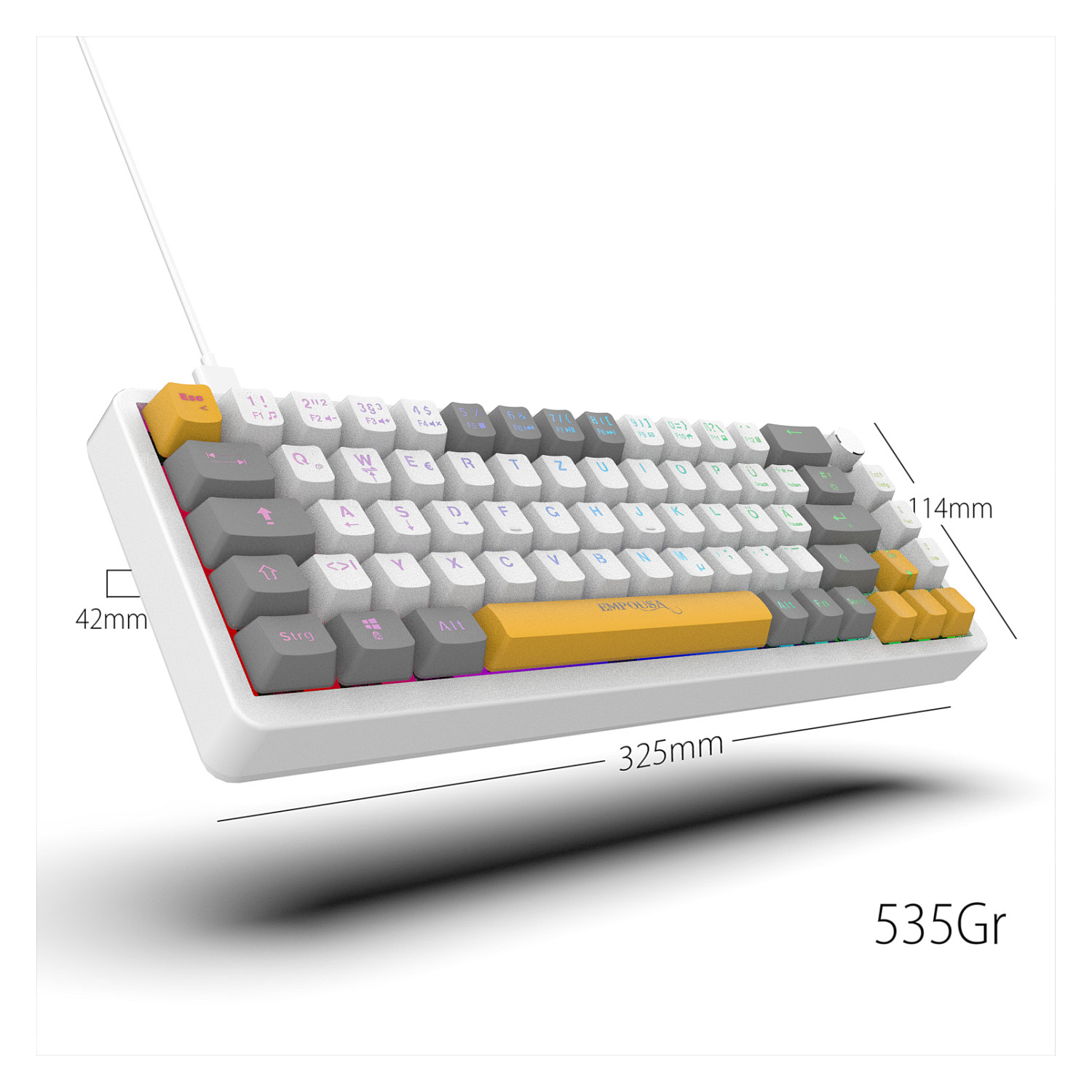 Tastierë Gaming Inca IKG-457 / Wired / QWERTY / Mekanike / 65% / 68 Taste / USB - Bardhë 3