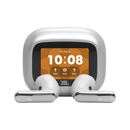 Kufje pa kabllo JBL Live Flex 4 / Bluetooth 6.0 / True Wireless / Noise Cancelling / 50 orë / Smart Charging Case – Argjendtë