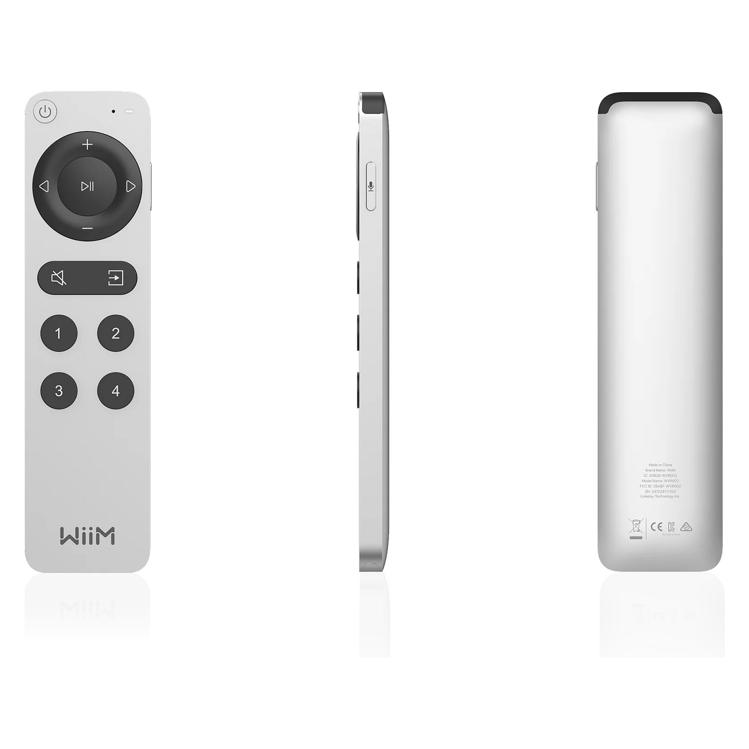 Telekomandë për audio WiiM Voice Remote 2, Bluetooth, komandim zanor, 4 butona të programueshëm, USB-C - Zezë
