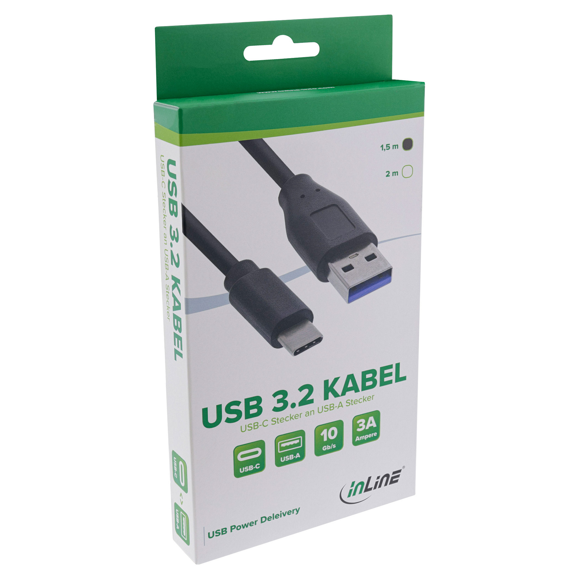 Kabllo USB InLine 35712, USB-C në USB-A, 2 m, USB 3.2 Gen 2, 10 Gbps - Zezë 2