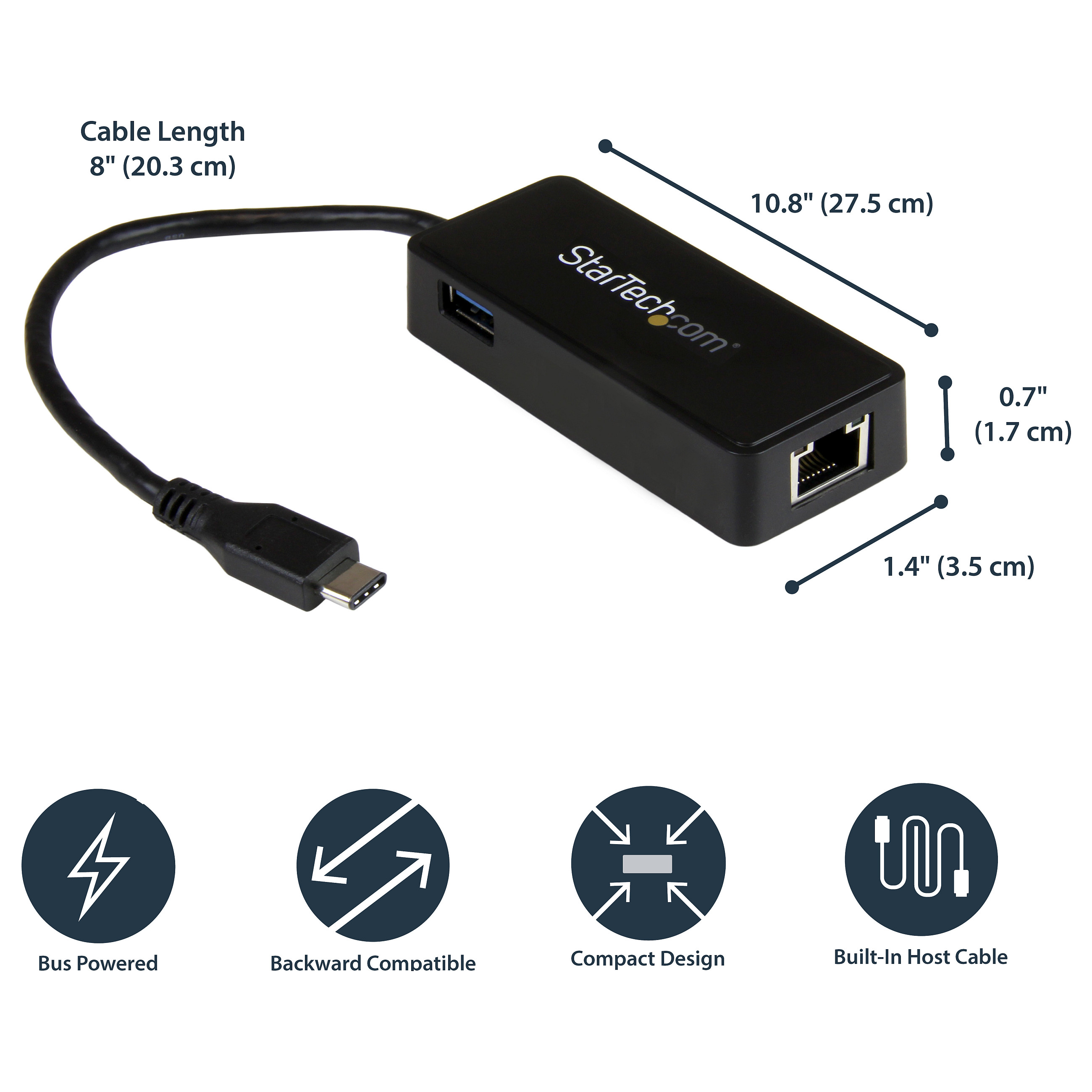 Adapter Rrjeti StarTech.com US1GC301AU, USB-C në RJ45 Gigabit, USB-A, 10/100/1000Mbps, USB 5Gbps - Zezë 7