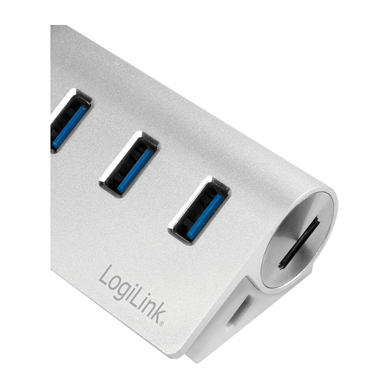 Hub USB-A LogiLink CR0045, 3x USB-A, USB 3.0, 5Gbps, Lexues Kartelash SD/microSD, alumin - Bardhë 5
