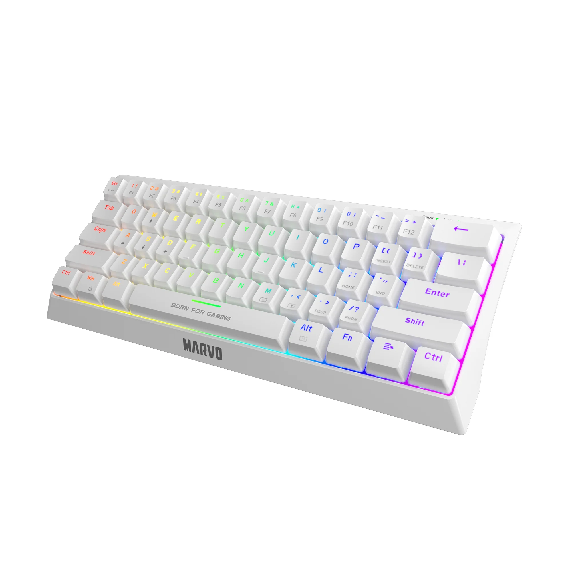 Tastierë Gaming MARVO KG962G WH / Mechanical / 61 Keys / USB-C - Bardhë 2
