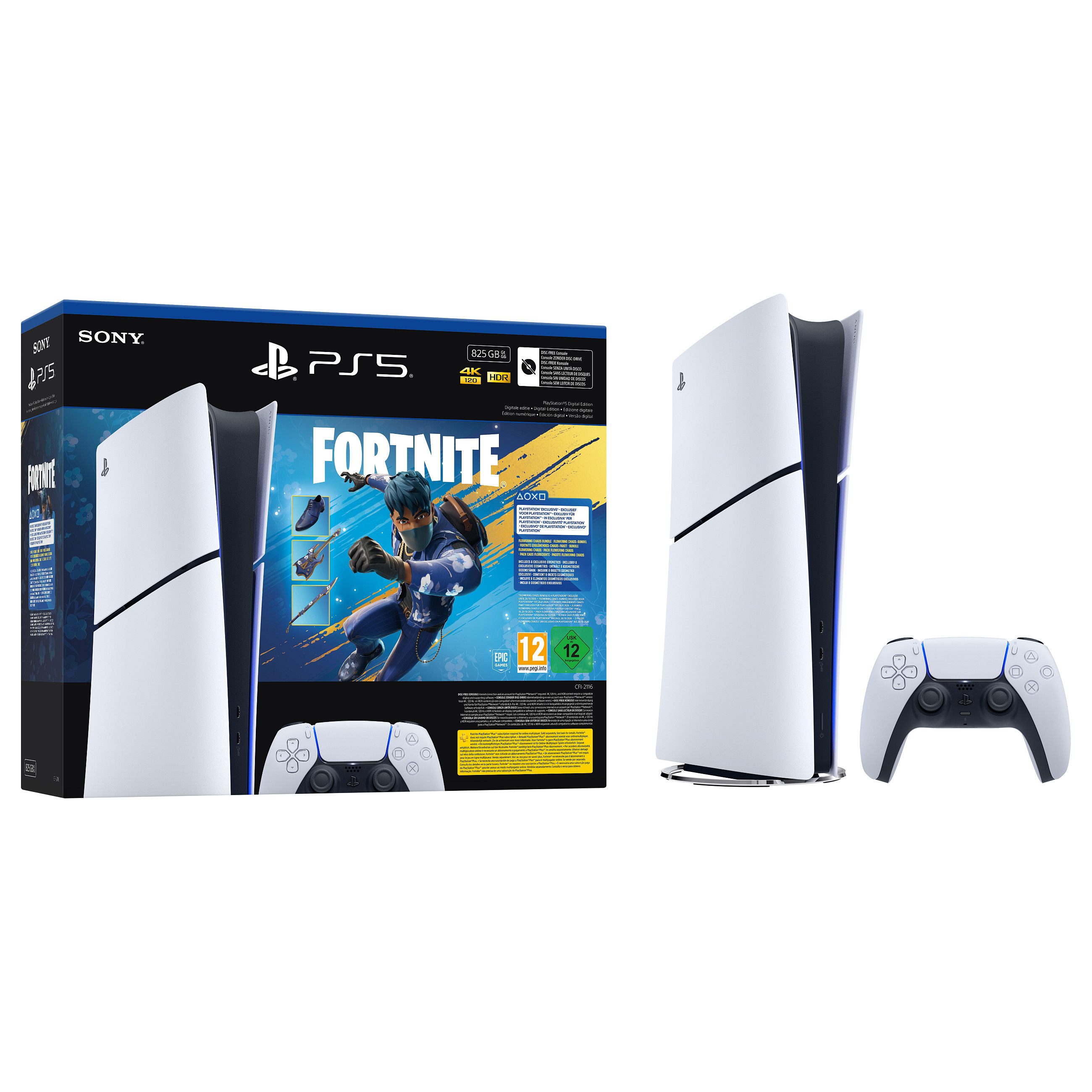 Konsolë Sony PlayStation 5 Slim Digital Edition, 825GB SSD, Fortnite Flowering Chaos Bundle 3
