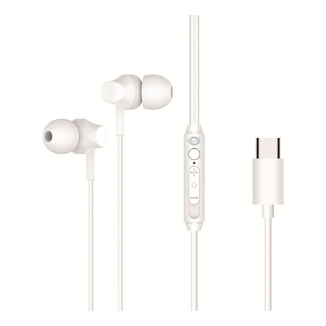 Kufje me kabllo Conceptronic BRENDAN03W / In-Ear / USB-C / Mikrofon / 1.2 m – Bardhë