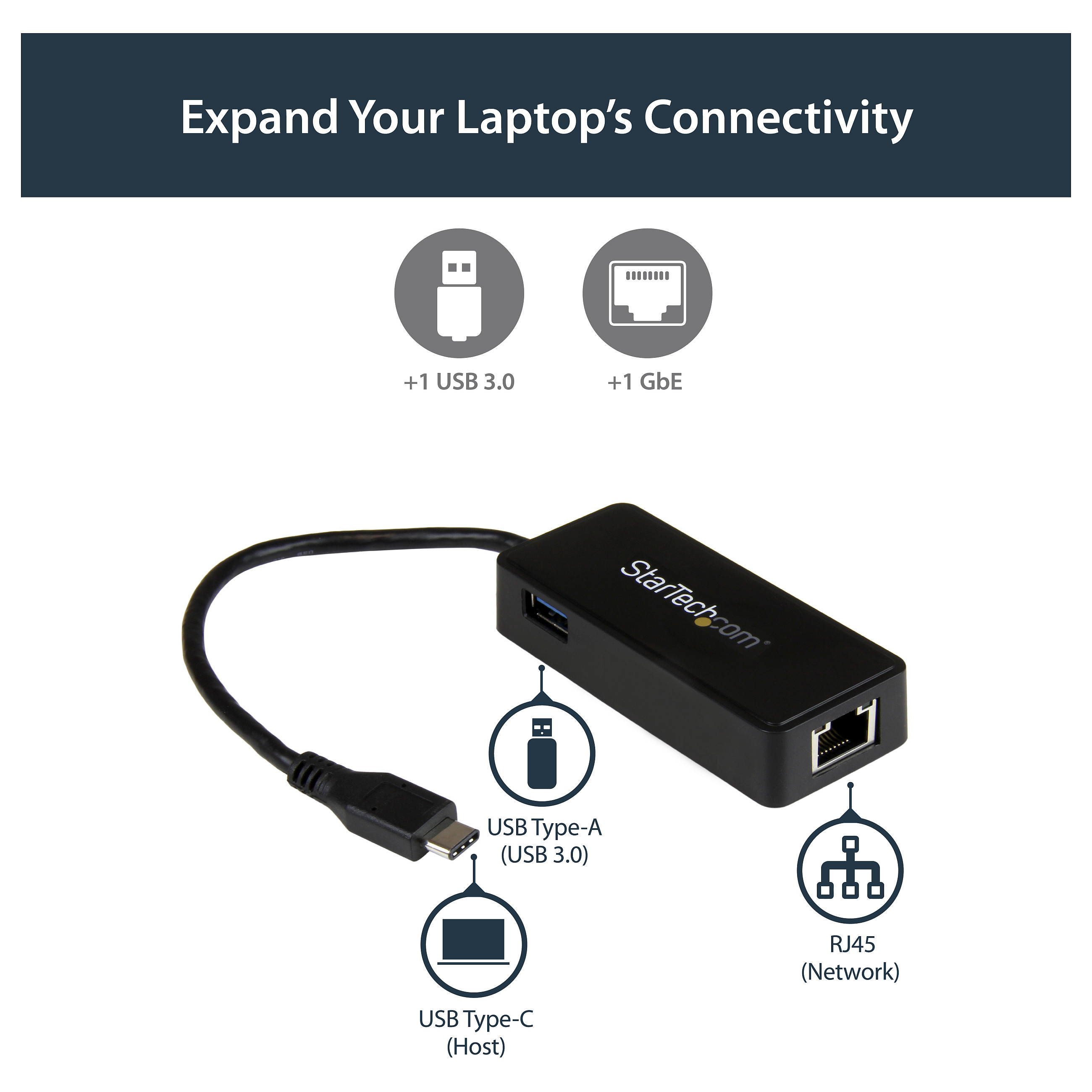 Adapter Rrjeti StarTech.com US1GC301AU, USB-C në RJ45 Gigabit, USB-A, 10/100/1000Mbps, USB 5Gbps - Zezë 5