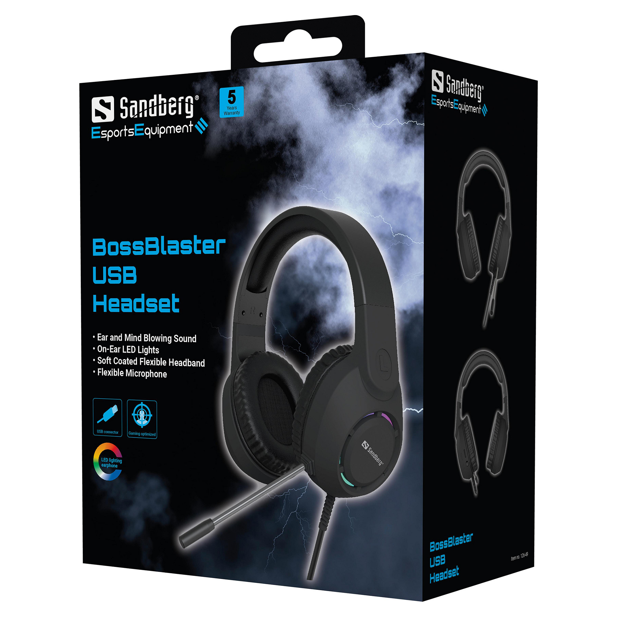 Kufje Gaming Sandberg BossBlaster USB Headset 126-49 / USB-A / 50mm / 20-20000Hz / Mikrofon / LED - Zezë 6