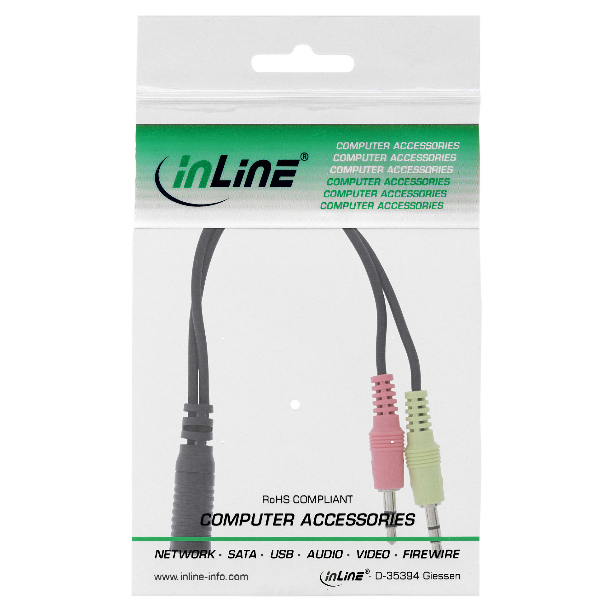Adapter Audio InLine 99312I, 2x 3.5mm në 3.5mm 4-pin, CTIA, 0.15m – Zezë 2