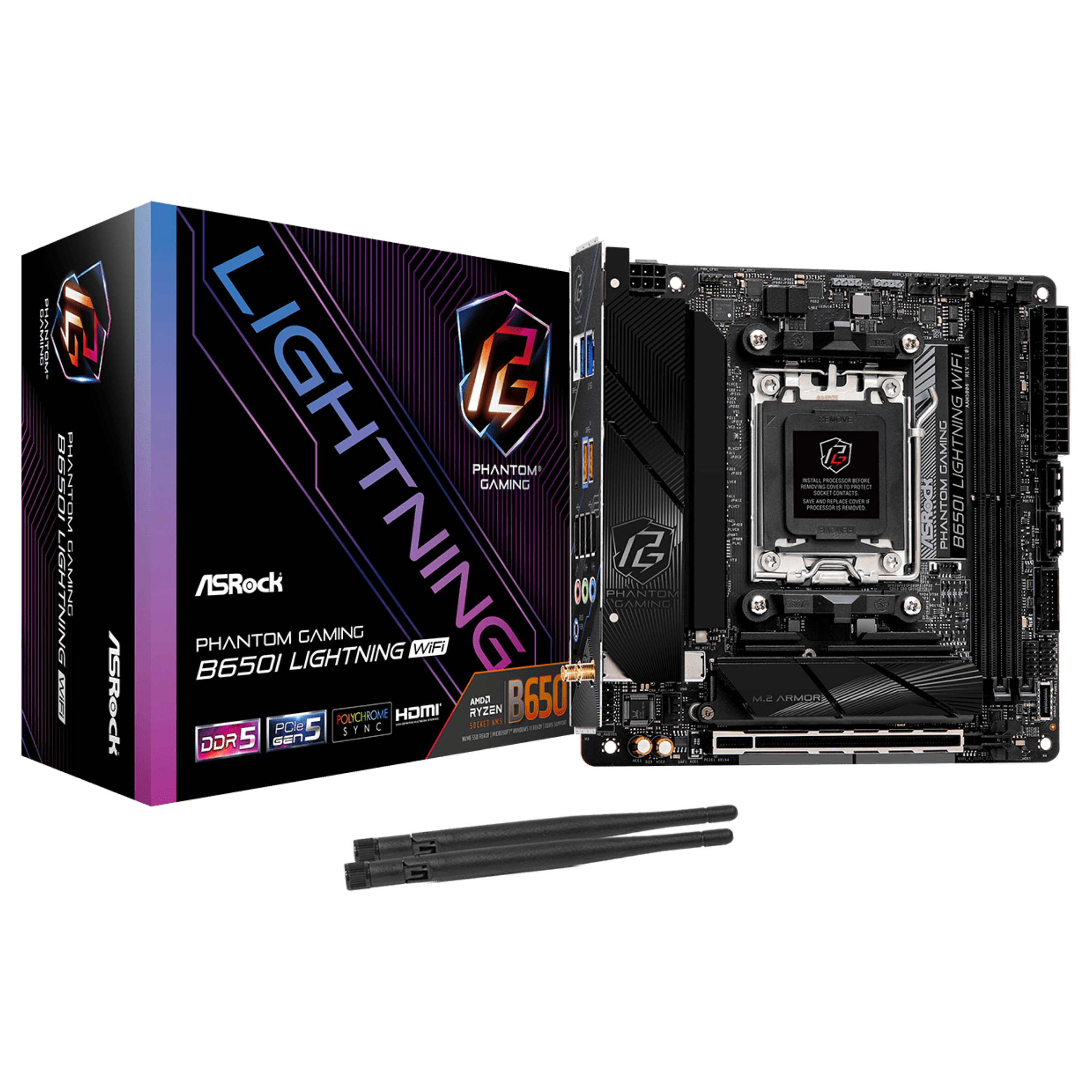 Pllakë Amë AMD AM5 B650I Lightning WiFi / mITX / DDR5 / HDMI