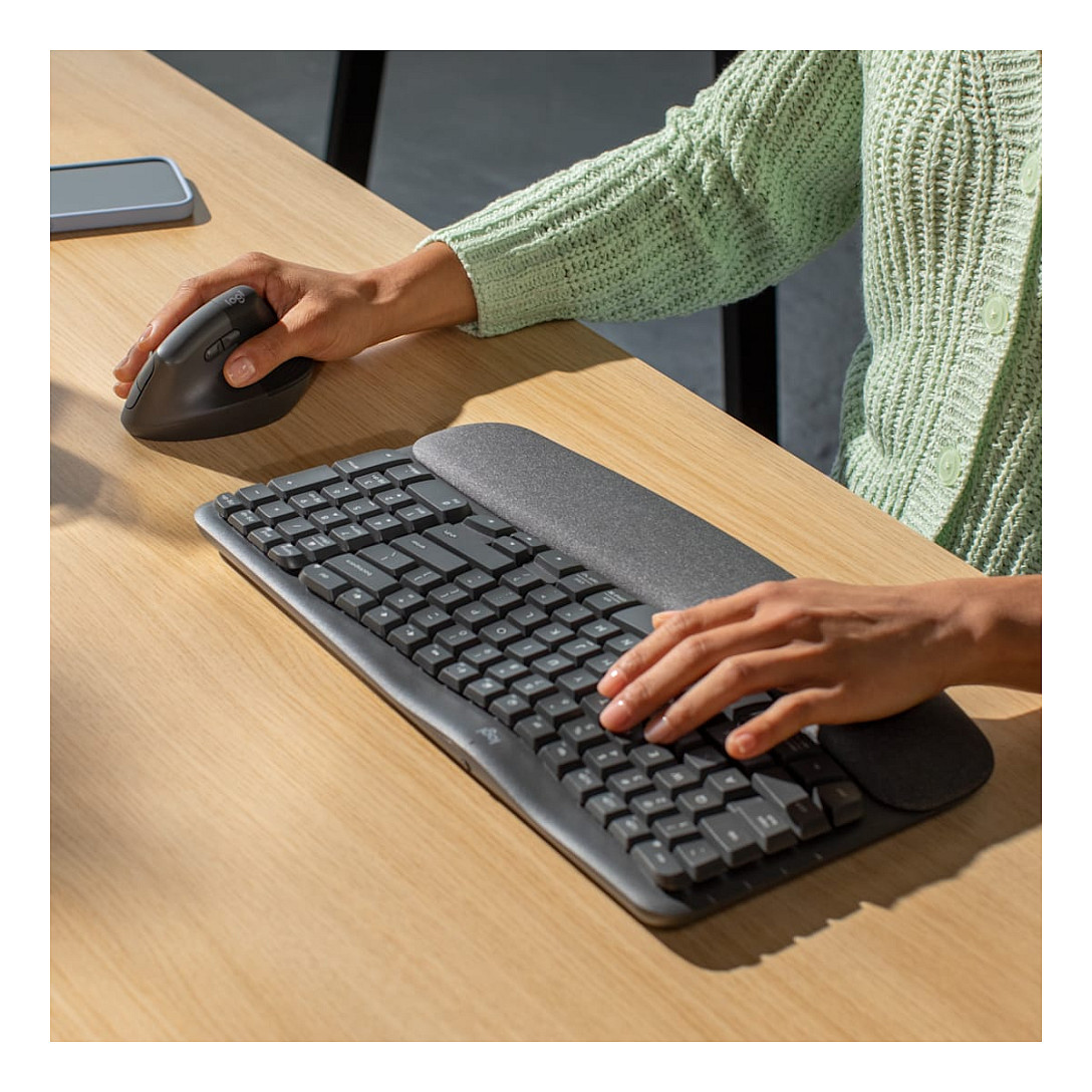 Combo (Tastierë & Maus) Logitech Wave Keys & Lift, Wireless, QWERTZ Gjerman, Bluetooth + Logi Bolt, 4000 DPI - Grafit thumbnail 2
