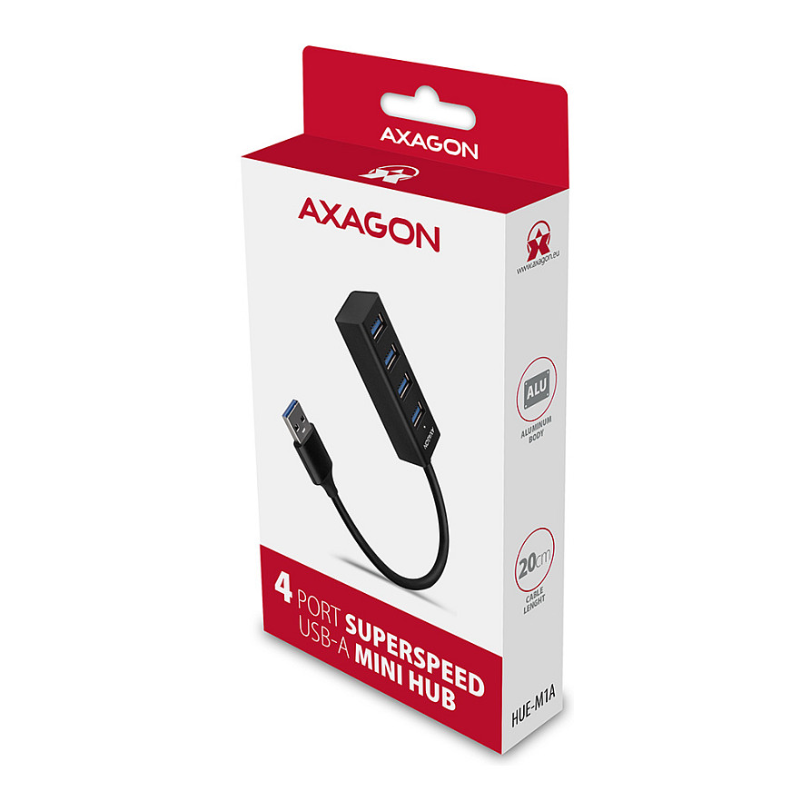 Hub USB-A AXAGON HUE-M1A, 4x USB-A, USB 3.2 Gen 1, 5Gbps, kabllo 20 cm - Zezë 6
