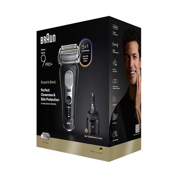 Makinë e Rrojës Braun Series 9 Pro+ 9660ccps, 5+1 Elemente, Wet & Dry, 60 Min, SmartCare 6-në-1 - Zezë, Argjend 3
