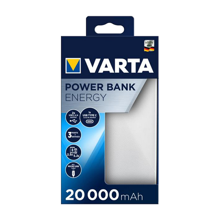 Powerbank VARTA Energy / 20000mAh - Bardhë thumbnail 2