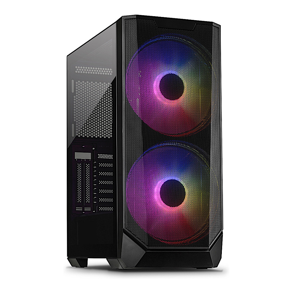 Kasë PC Inter-Tech IT-3503 Airstream / Midi Tower / eATX / ATX / 2x 200mm ARGB Fan / 1x 3.5" + 3x 2.5" Bay / Tempered Glass / USB-C - Zezë