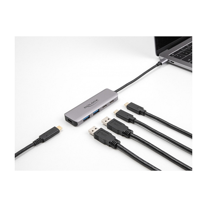 Hub USB DeLOCK 64239 / USB 5 Gbit/s / 2x USB-C + 2x USB-A / USB-C / 0.15 m - Gri 2