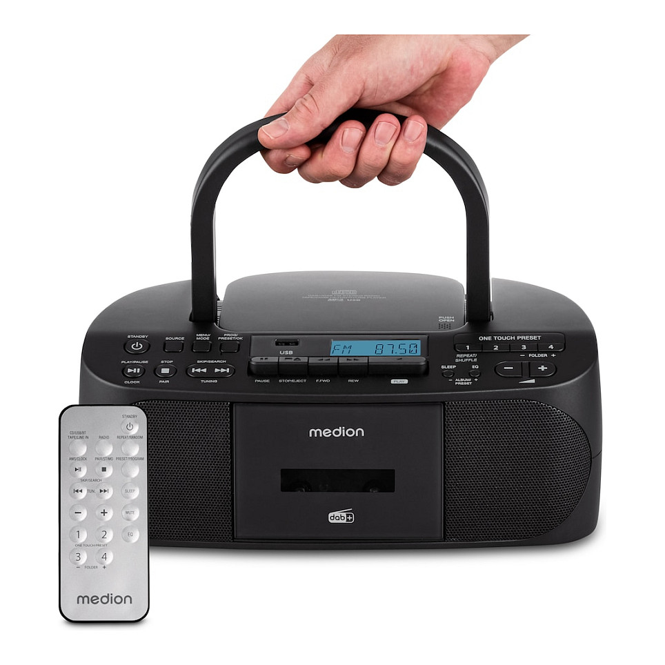 Radio MEDION LIFE DRX-1 Plus, DAB+, FM, CD, Kasetë, Bluetooth 5.4, USB, 2 × 3W RMS - Zezë