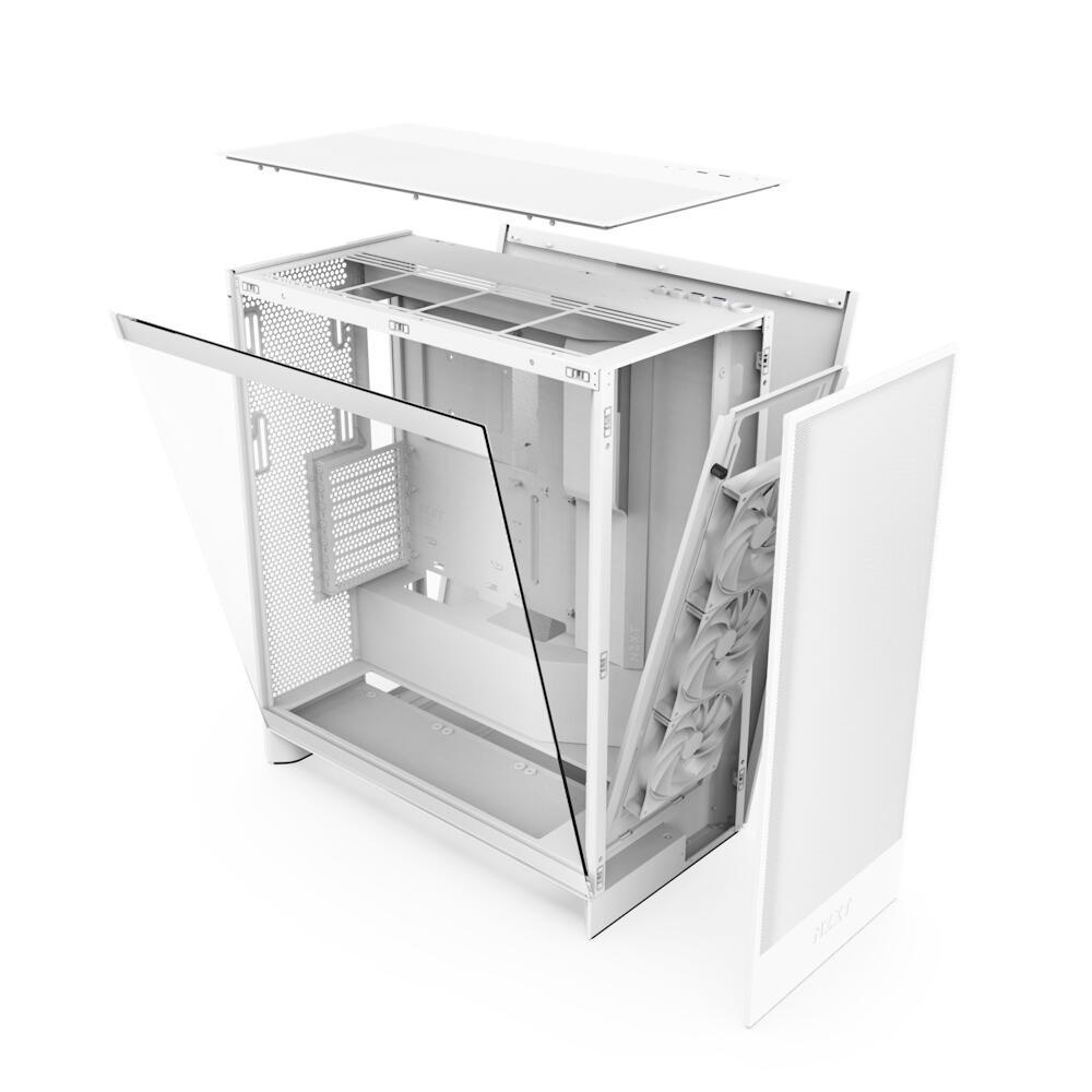 Kasë PC NZXT H7 Flow / Mid Tower / E-ATX / 3x 120mm Fan / Tempered Glass – Bardhë 4