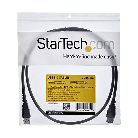 Kabllo USB StarTech.com USB3SEXT1MBK, USB 3.0, USB-A Mashkull në USB-A Femër, 5Gbps, 1m - Zezë 5