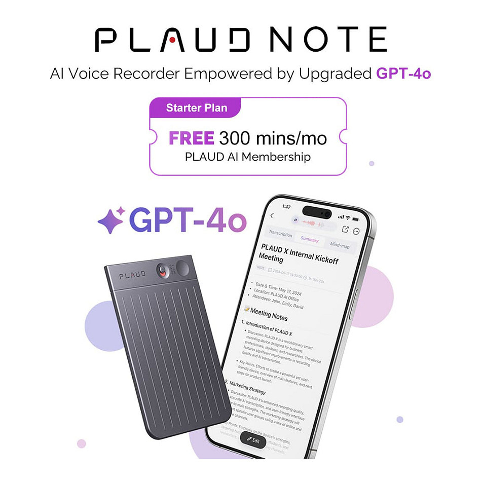 Regjistrues Zëri PLAUD NOTE / AI / 64GB / Bluetooth 5.2 / 30 Orë – Argjendtë 3
