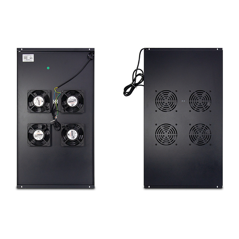 Ftohës për Kasë Inter-Tech SWSN-1000 / 4x Ventilator / 19" / 240V AC / Për Kabinete 1000mm – Zezë