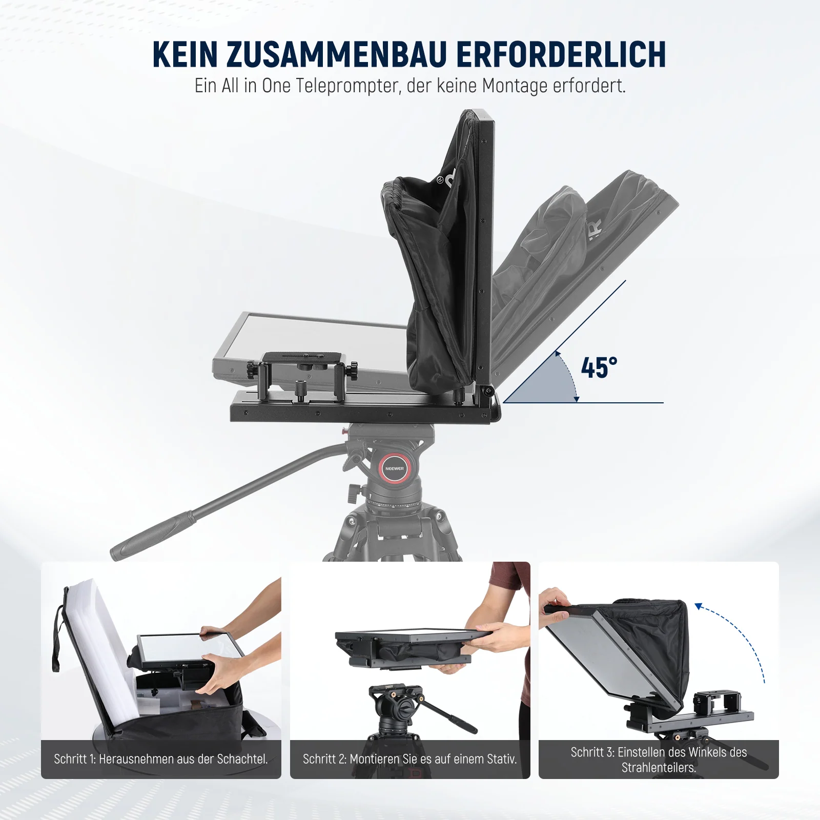 Teleprompter NEEWER X16B, 16", Ekran HD, Xham 70/30, Kontroll me Telekomandë dhe Aplikacion, Çantë Transporti - Zezë 3