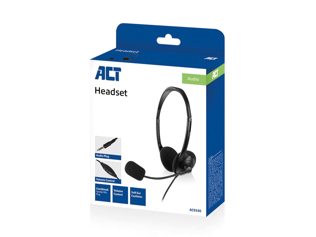 Kufje me Kabllo ACT AC9330, On-Ear, Stereo, 3.5mm, Mikrofon, Kabllo 1.8m - Zezë 4