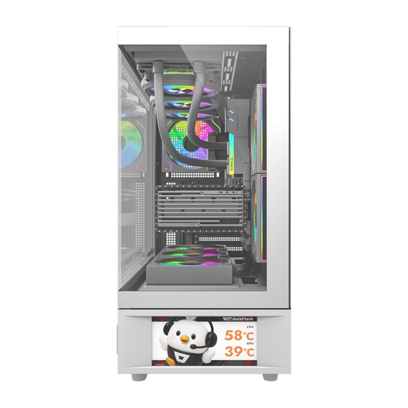 Kasë DarkFlash DS950V / ATX Mid-Tower / Display IPS 6" / 6x120mm ARGB / USB Type-C / Panoramic 270° – Bardhë 4