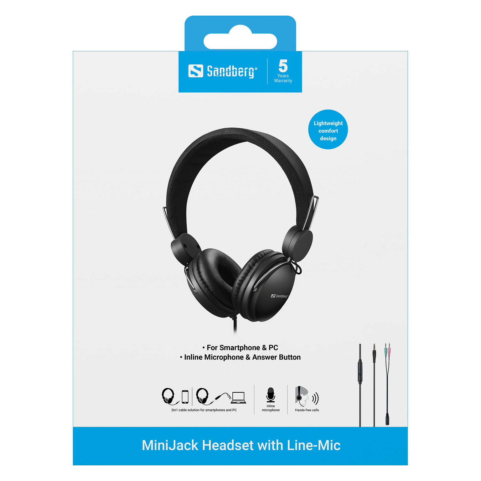 Kufje me kabllo Sandberg MiniJack Headset 126-34 / Over-Ear / 3.5mm / 40mm / 20-20000Hz / Mikrofon / 1.2m - Zezë 7